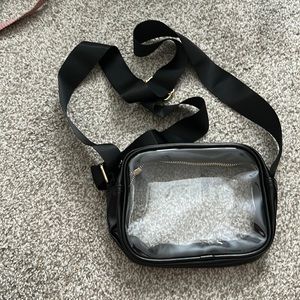 Crossbody black stadium bag, clear pvc